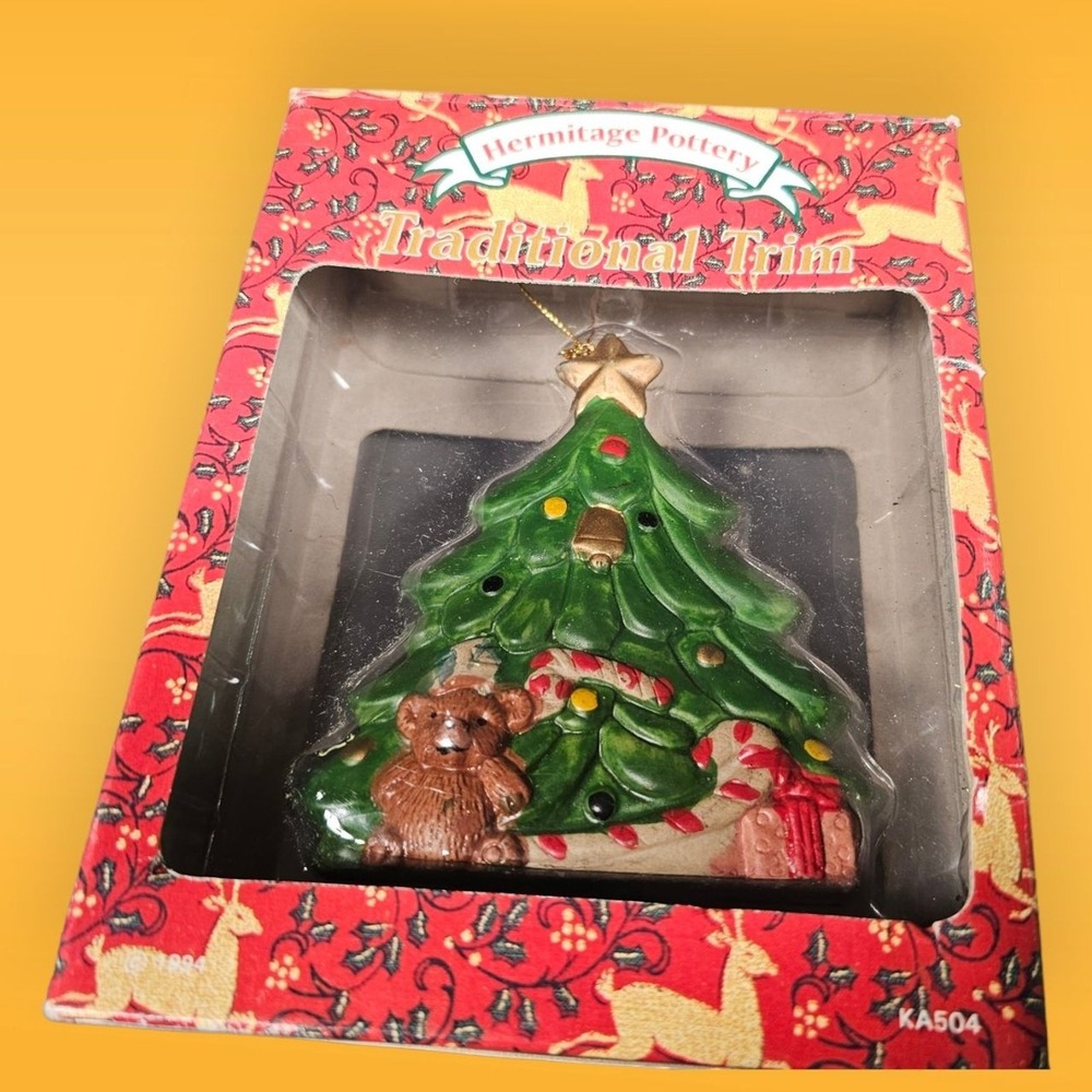 Hermitage Pottery Ornament Stocking Traditional Trim Christmas Tree Teddy‎ Bear